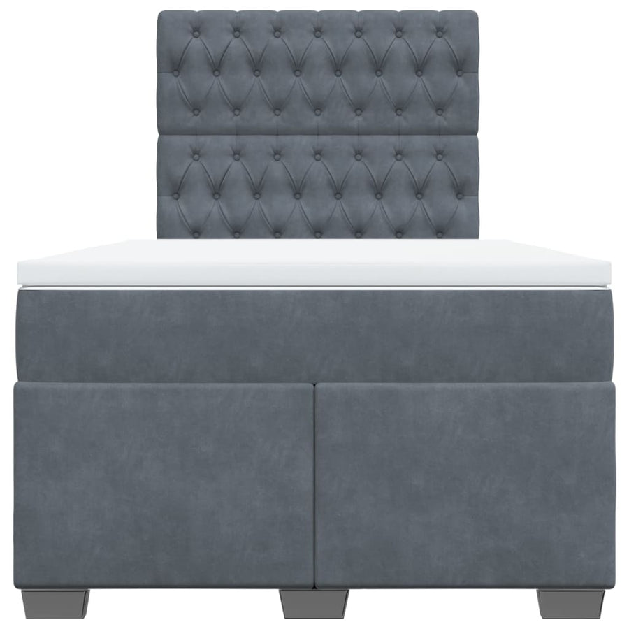 Boxspring met matras fluweel donkergrijs 120x190 cm