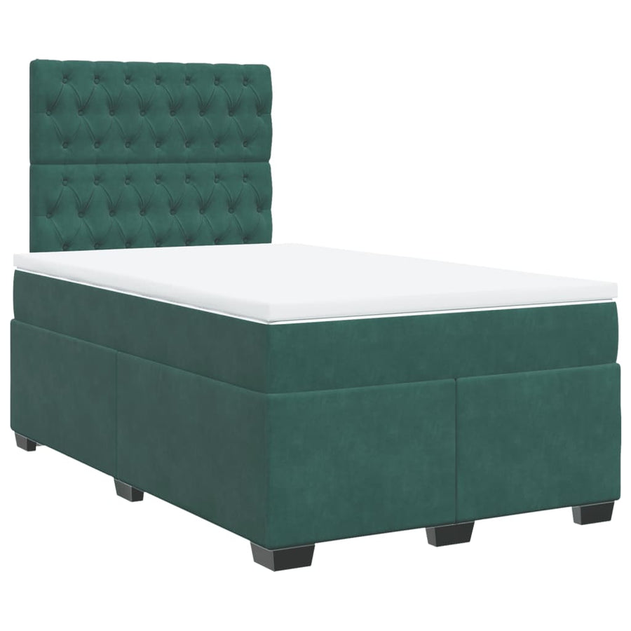 Boxspring met matras fluweel donkergroen 120x190 cm
