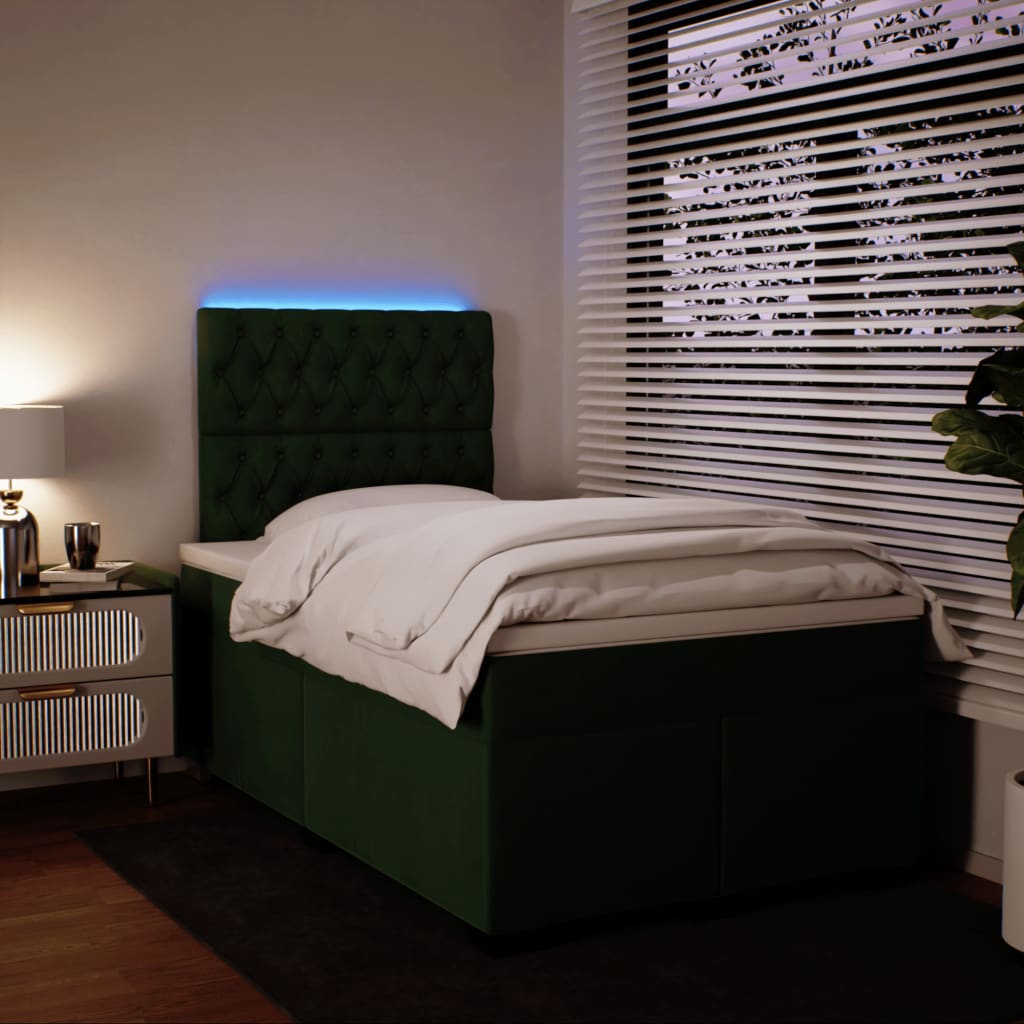 Boxspring met matras fluweel donkergroen 120x190 cm