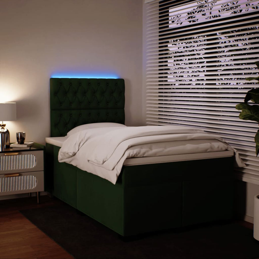 Boxspring met matras fluweel donkergroen 120x190 cm