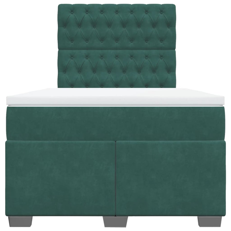 Boxspring met matras fluweel donkergroen 120x190 cm