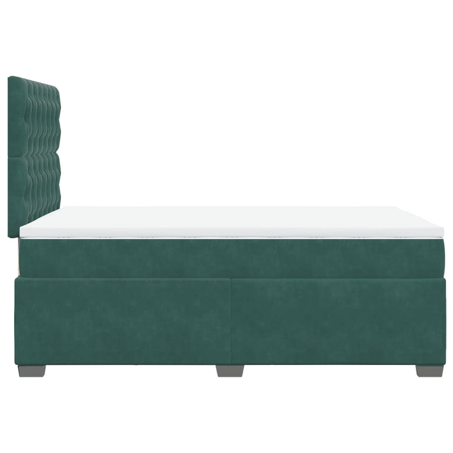 Boxspring met matras fluweel donkergroen 120x190 cm