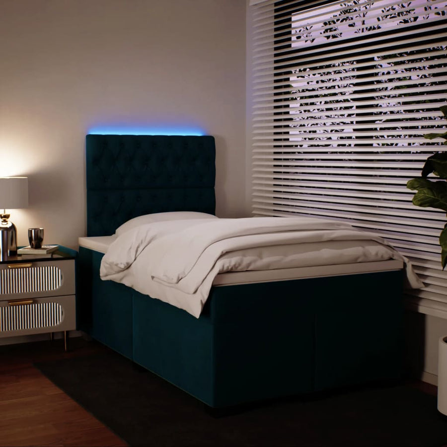 Boxspring met matras fluweel blauw 120x190 cm
