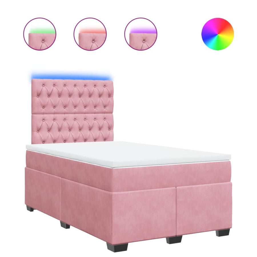 Boxspring met matras fluweel roze 120x190 cm