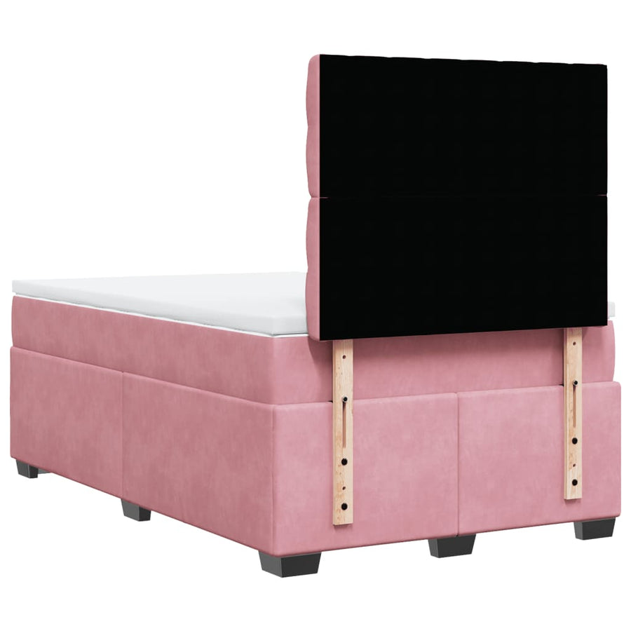 Boxspring met matras fluweel roze 120x190 cm
