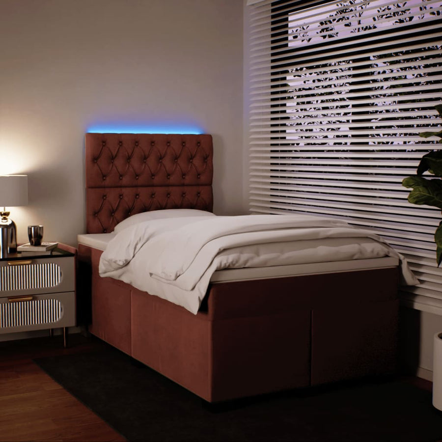 Boxspring met matras fluweel roze 120x190 cm