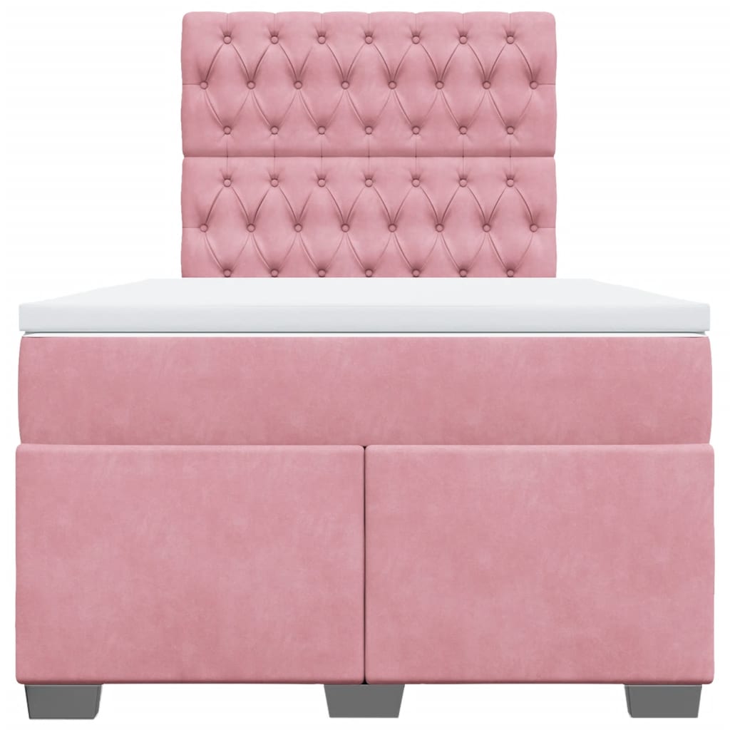 Boxspring met matras fluweel roze 120x190 cm
