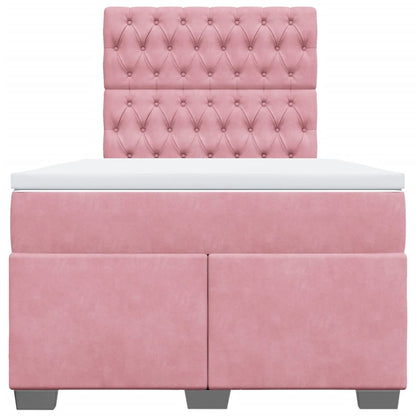 Boxspring met matras fluweel roze 120x190 cm