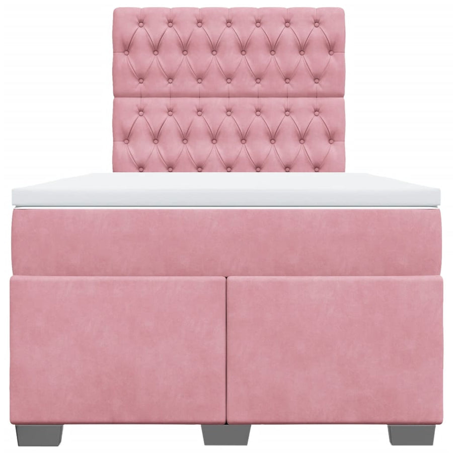 Boxspring met matras fluweel roze 120x190 cm
