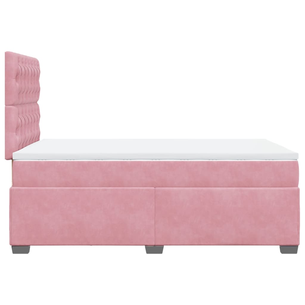 Boxspring met matras fluweel roze 120x190 cm