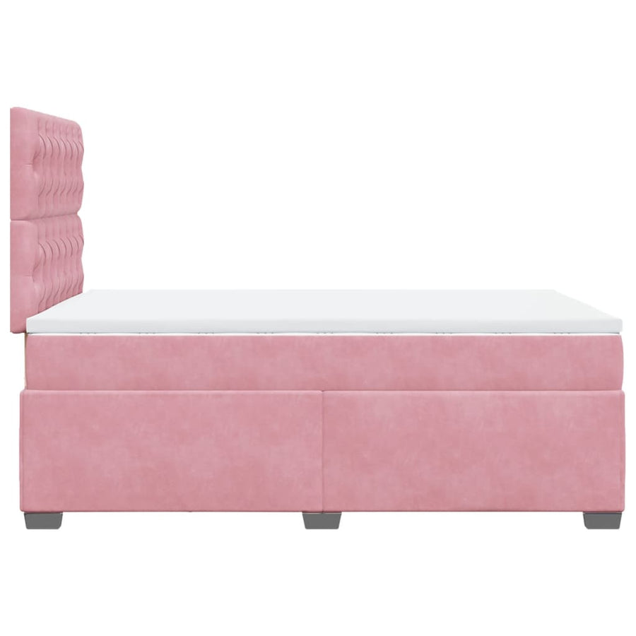 Boxspring met matras fluweel roze 120x190 cm