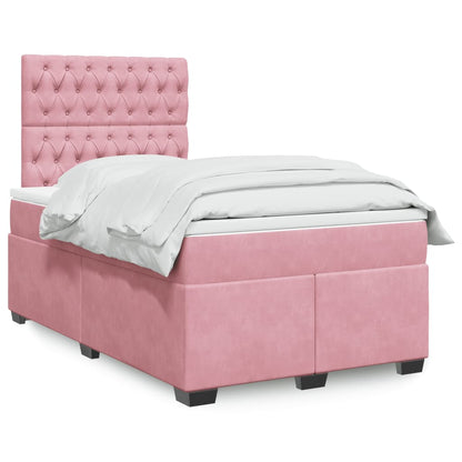 Boxspring met matras fluweel roze 120x190 cm