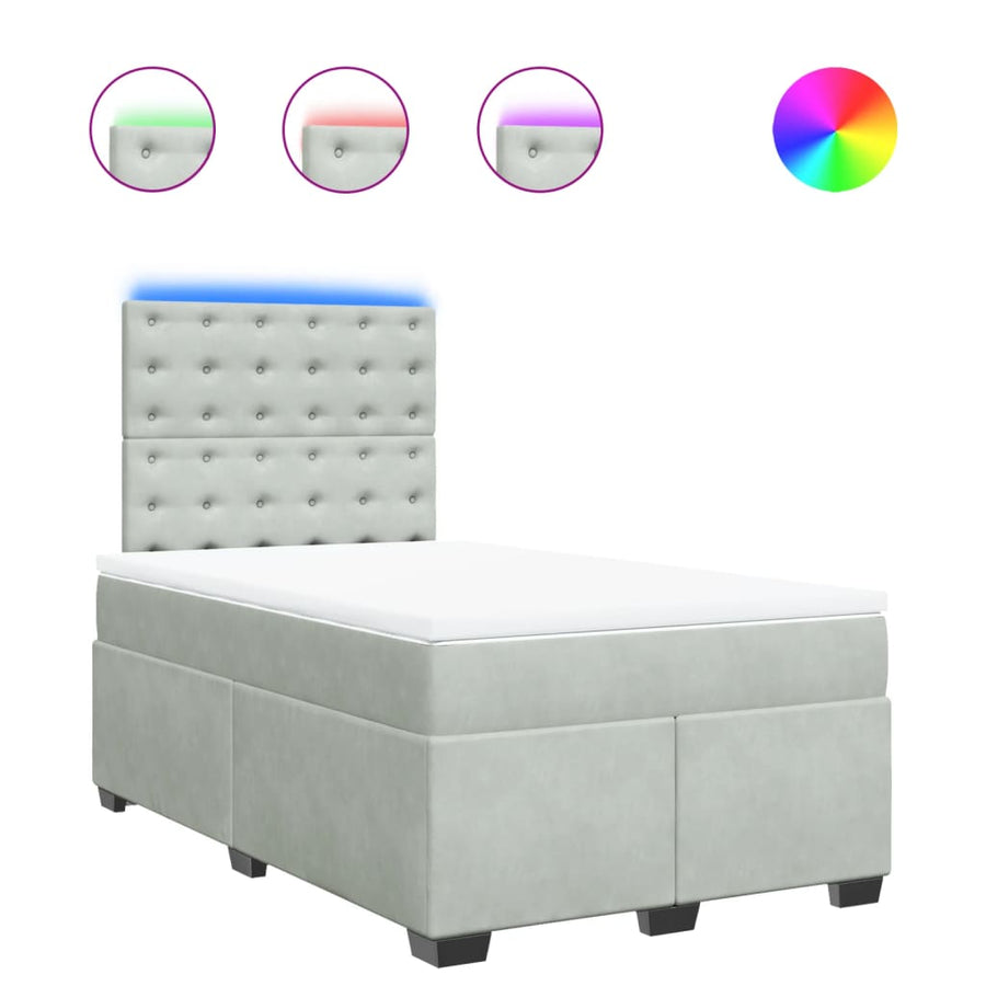 Boxspring met matras fluweel lichtgrijs 120x190 cm
