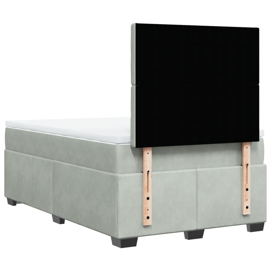 Boxspring met matras fluweel lichtgrijs 120x190 cm