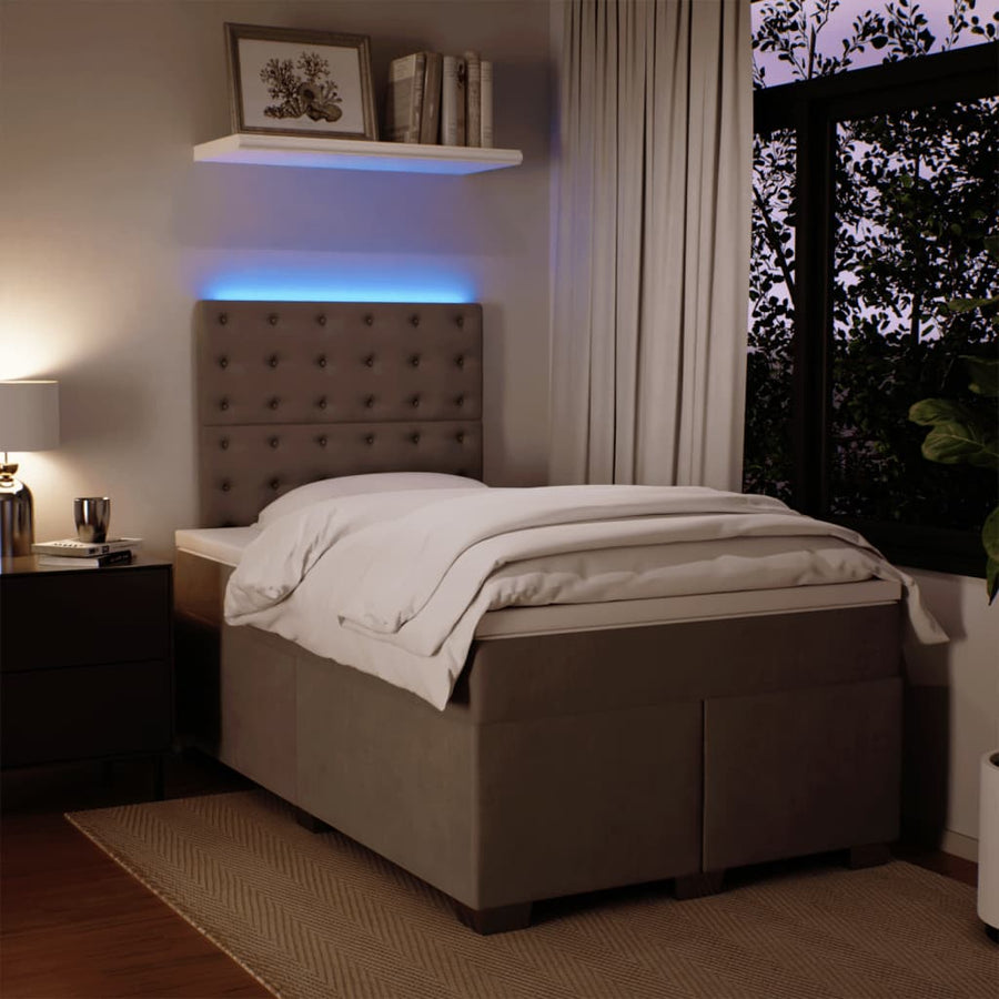 Boxspring met matras fluweel lichtgrijs 120x190 cm
