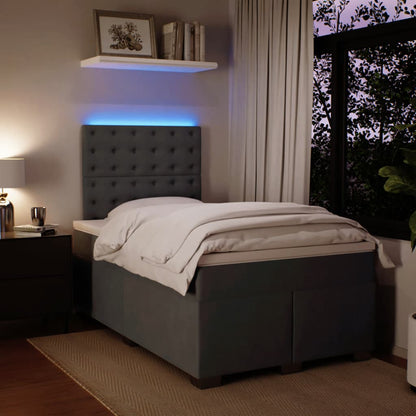 Boxspring met matras fluweel donkergrijs 120x190 cm