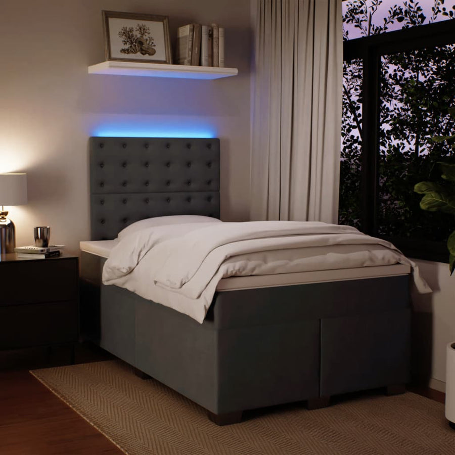 Boxspring met matras fluweel donkergrijs 120x190 cm