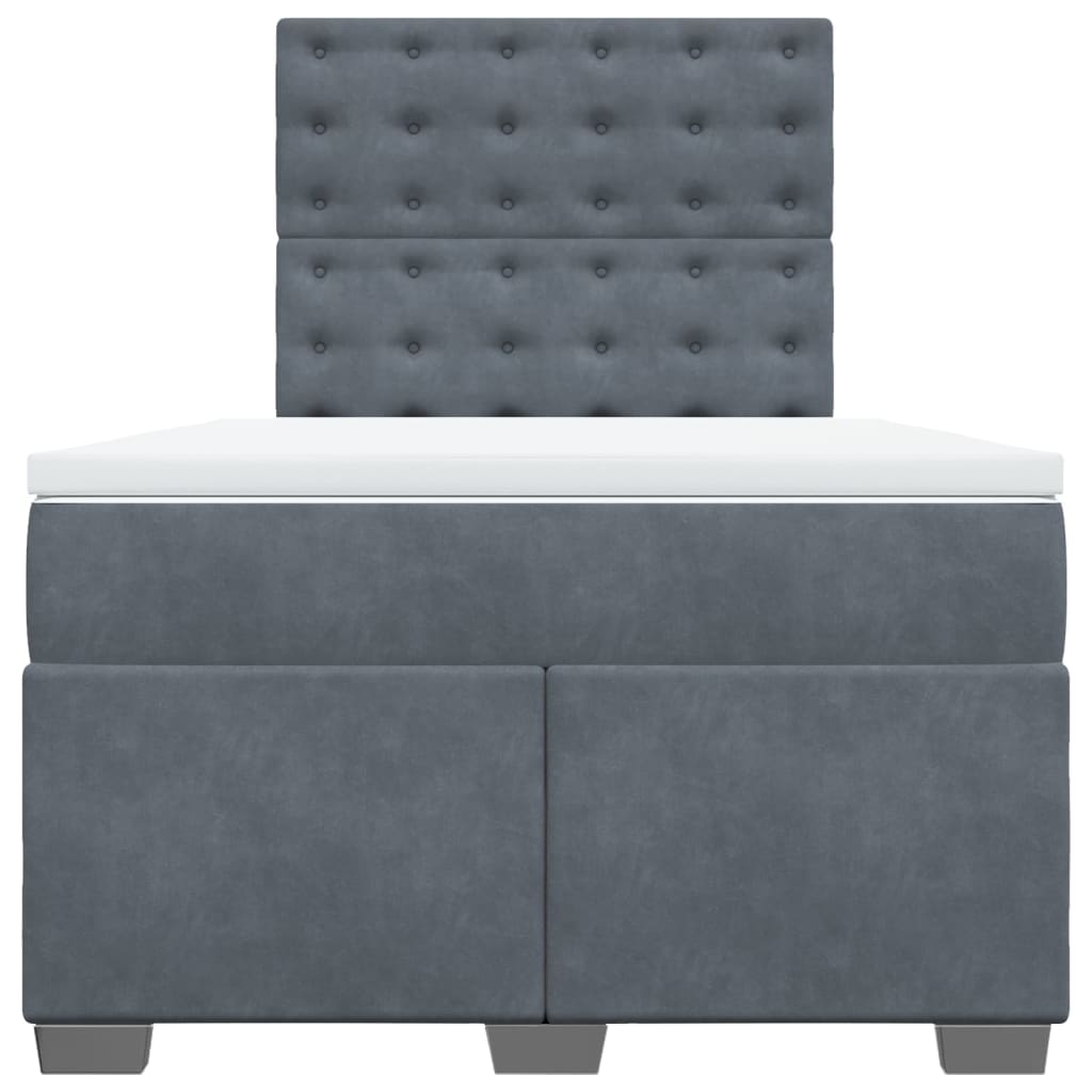 Boxspring met matras fluweel donkergrijs 120x190 cm