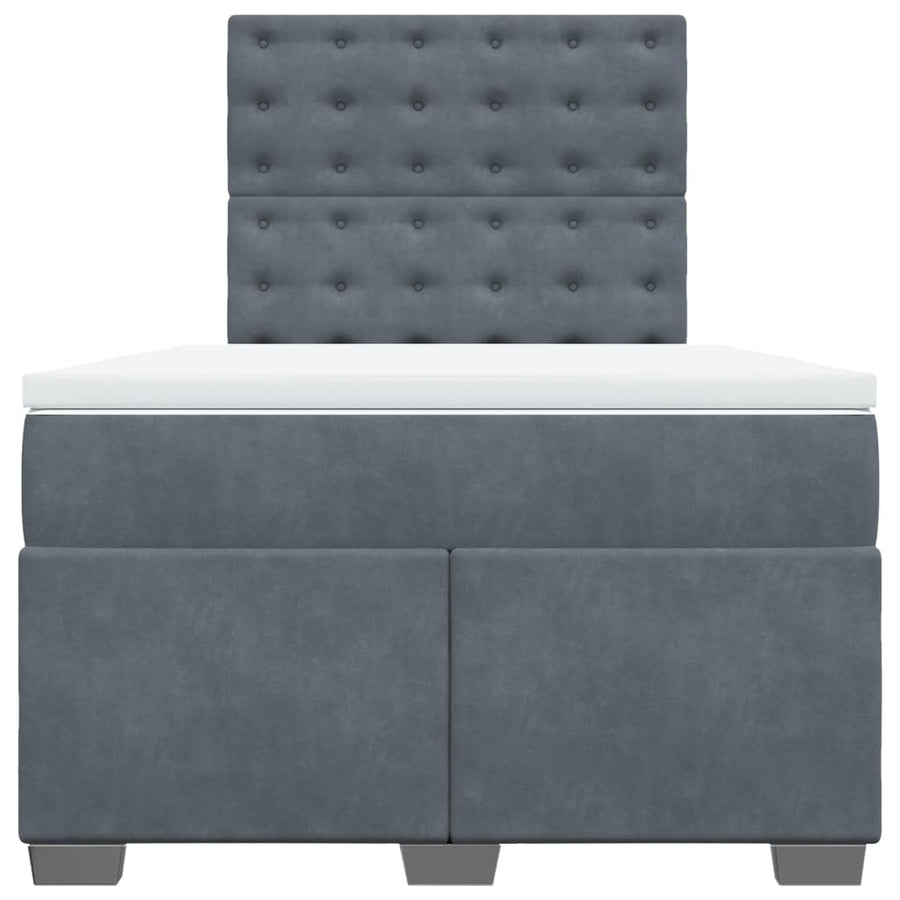 Boxspring met matras fluweel donkergrijs 120x190 cm