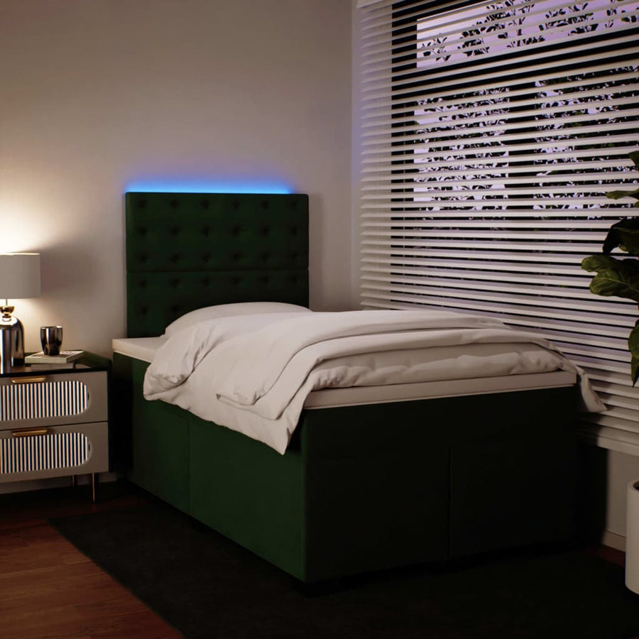 Boxspring met matras fluweel donkergroen 120x190 cm