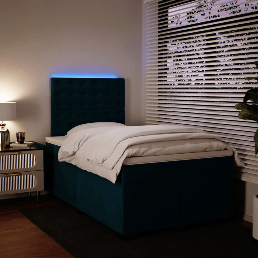 Boxspring met matras fluweel blauw 120x190 cm
