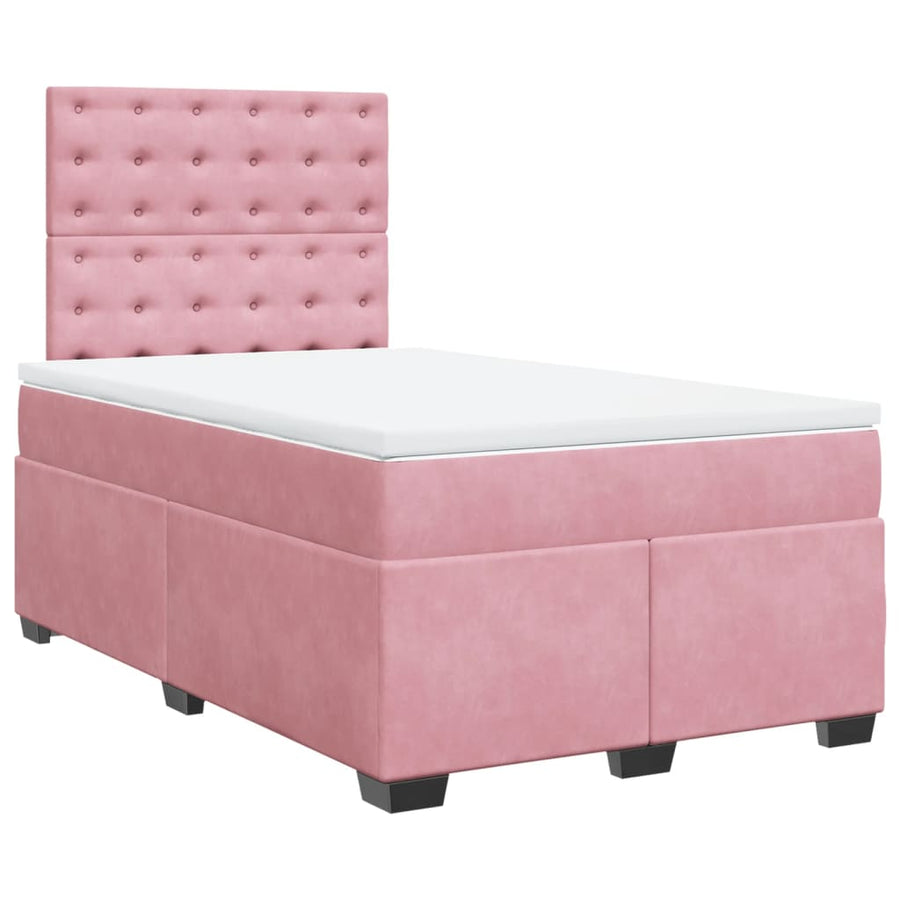 Boxspring met matras fluweel roze 120x190 cm