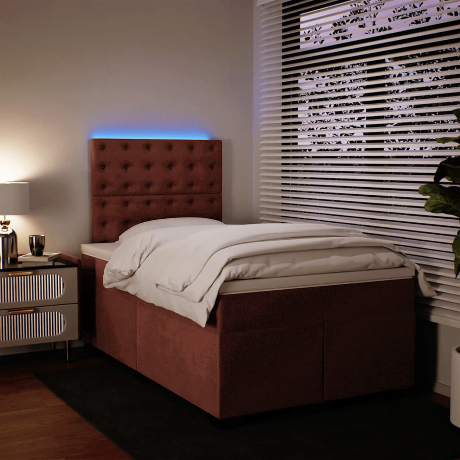 Boxspring met matras fluweel roze 120x190 cm