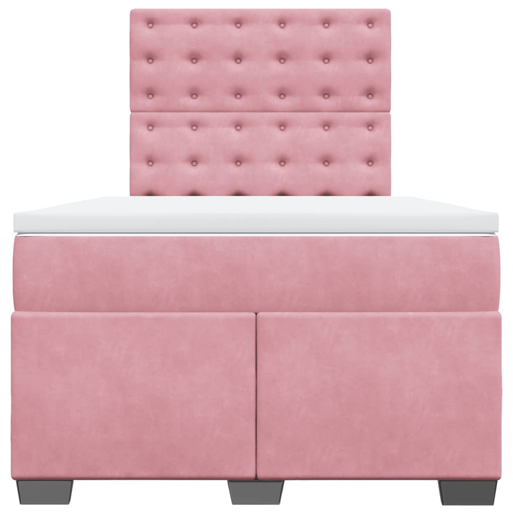 Boxspring met matras fluweel roze 120x190 cm