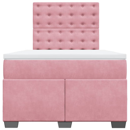Boxspring met matras fluweel roze 120x190 cm