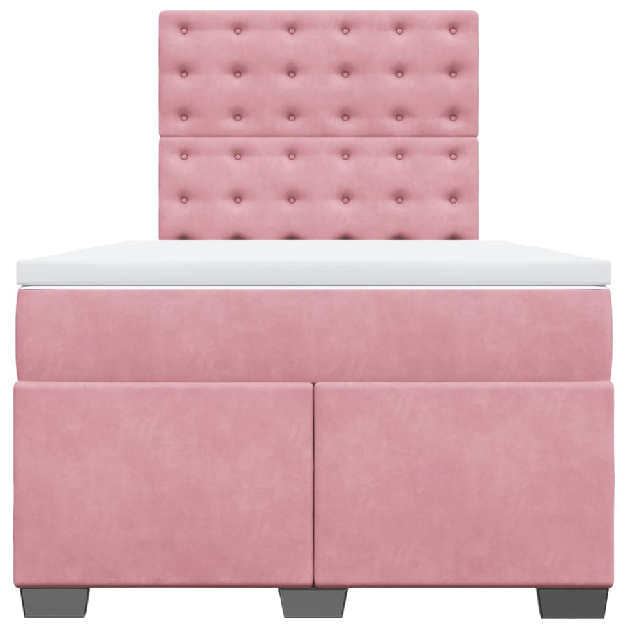 Boxspring met matras fluweel roze 120x190 cm