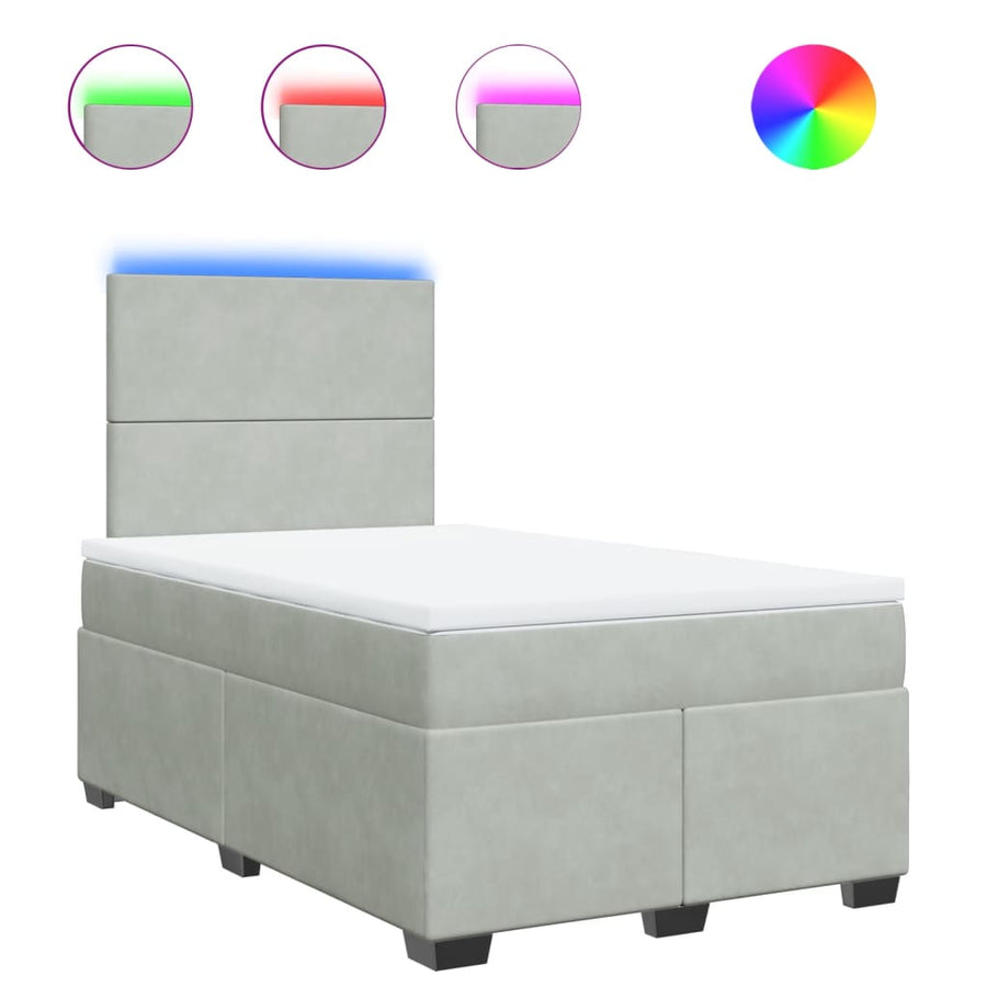 Boxspring met matras fluweel lichtgrijs 120x200 cm