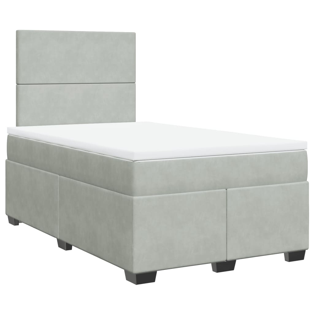 Boxspring met matras fluweel lichtgrijs 120x200 cm