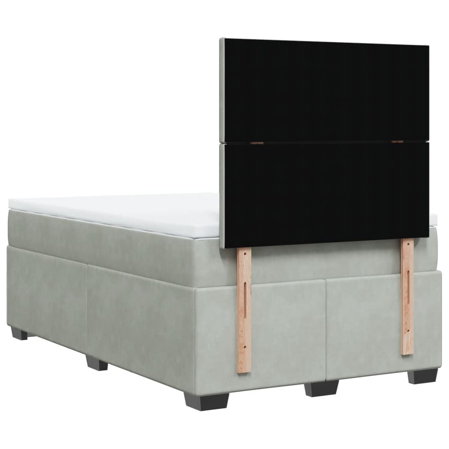 Boxspring met matras fluweel lichtgrijs 120x200 cm