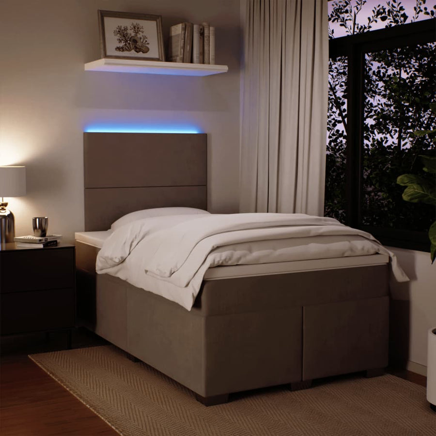 Boxspring met matras fluweel lichtgrijs 120x200 cm