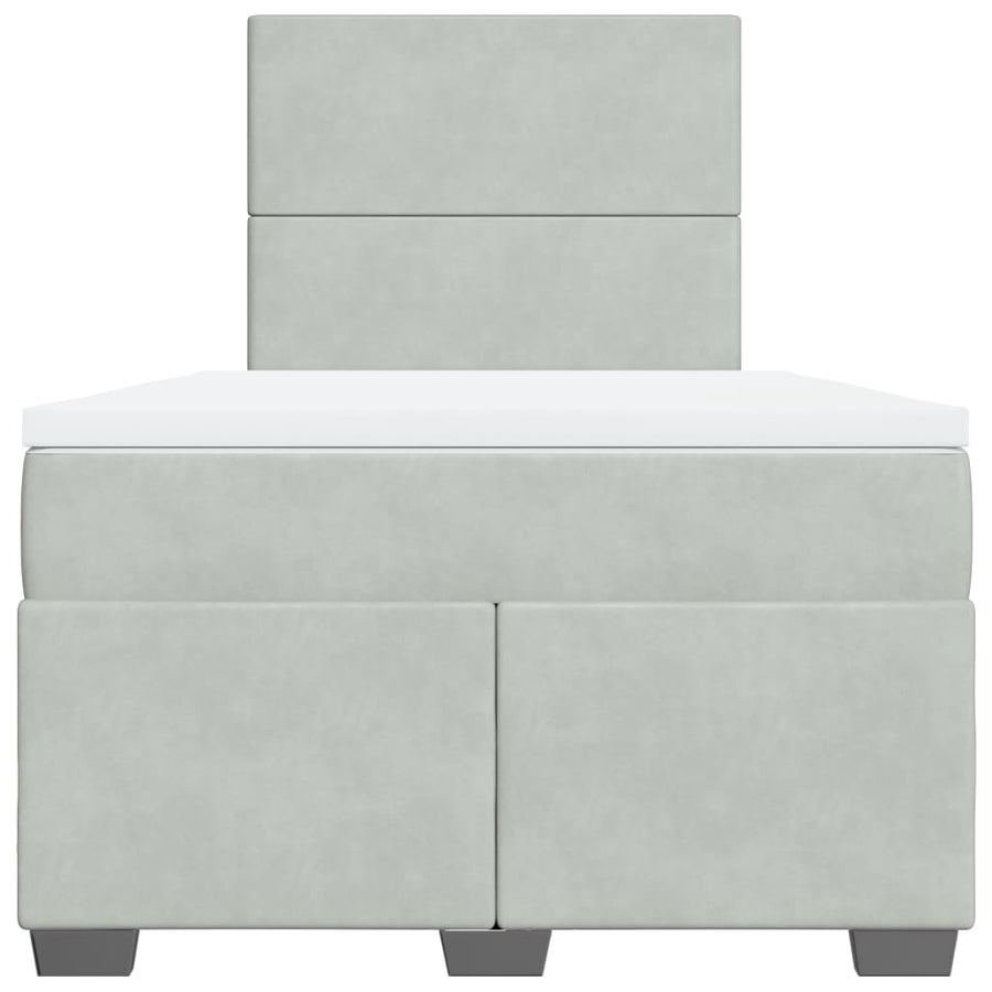 Boxspring met matras fluweel lichtgrijs 120x200 cm
