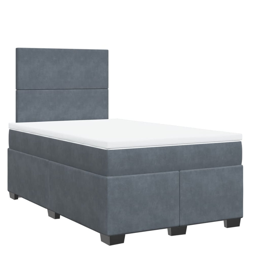 Boxspring met matras fluweel donkergrijs 120x200 cm