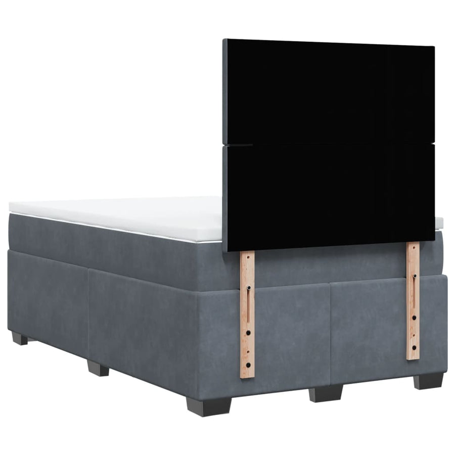 Boxspring met matras fluweel donkergrijs 120x200 cm