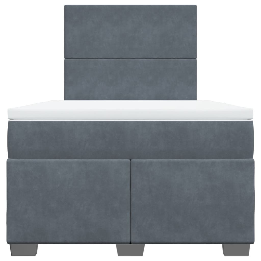 Boxspring met matras fluweel donkergrijs 120x200 cm