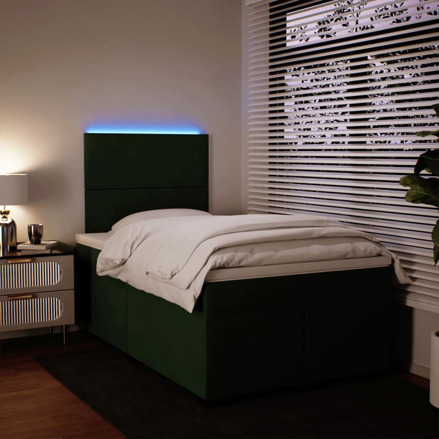 Boxspring met matras fluweel donkergroen 120x200 cm