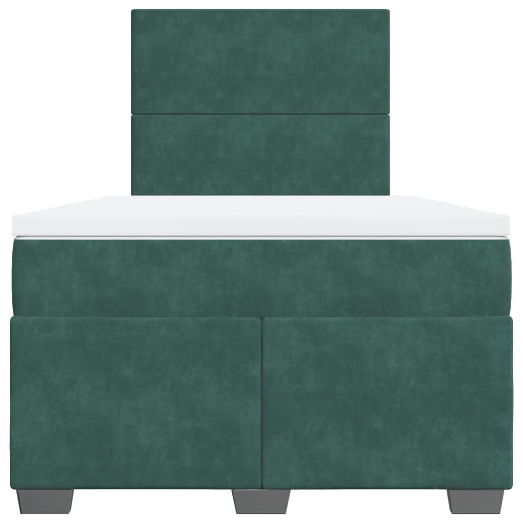 Boxspring met matras fluweel donkergroen 120x200 cm