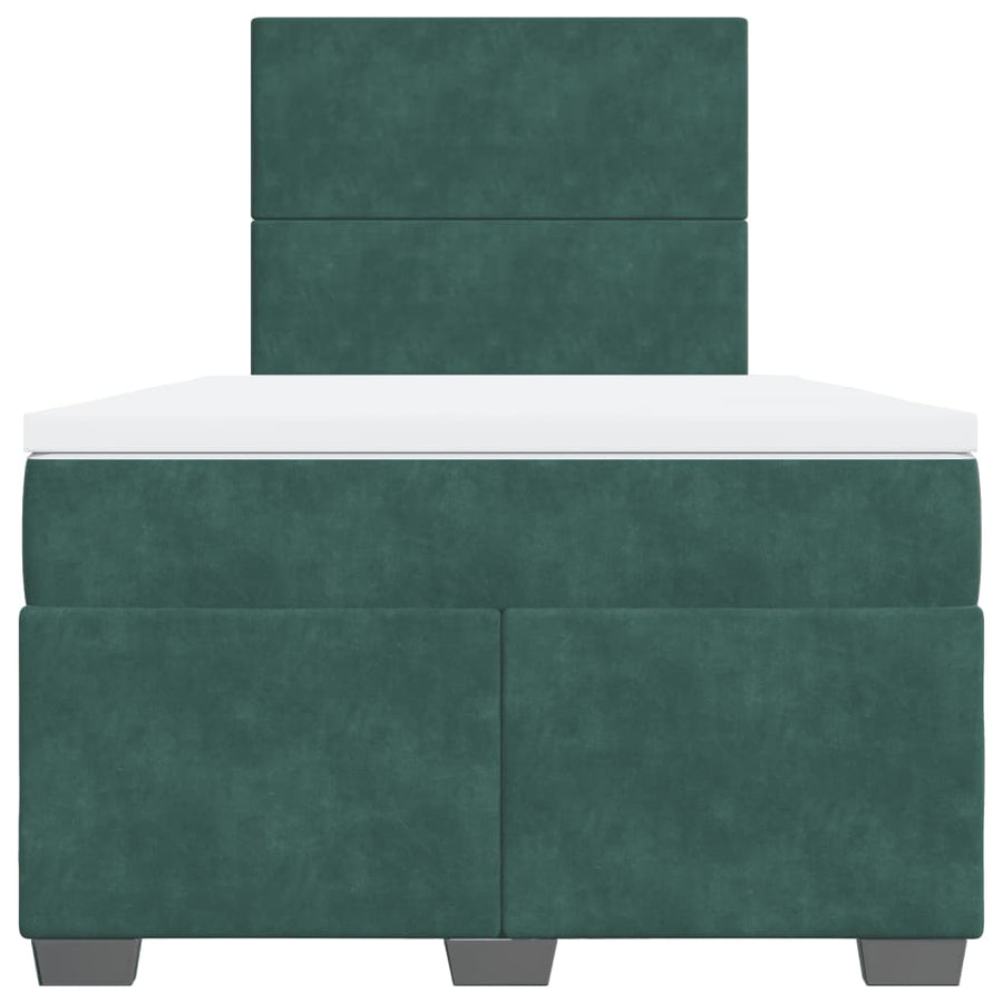 Boxspring met matras fluweel donkergroen 120x200 cm
