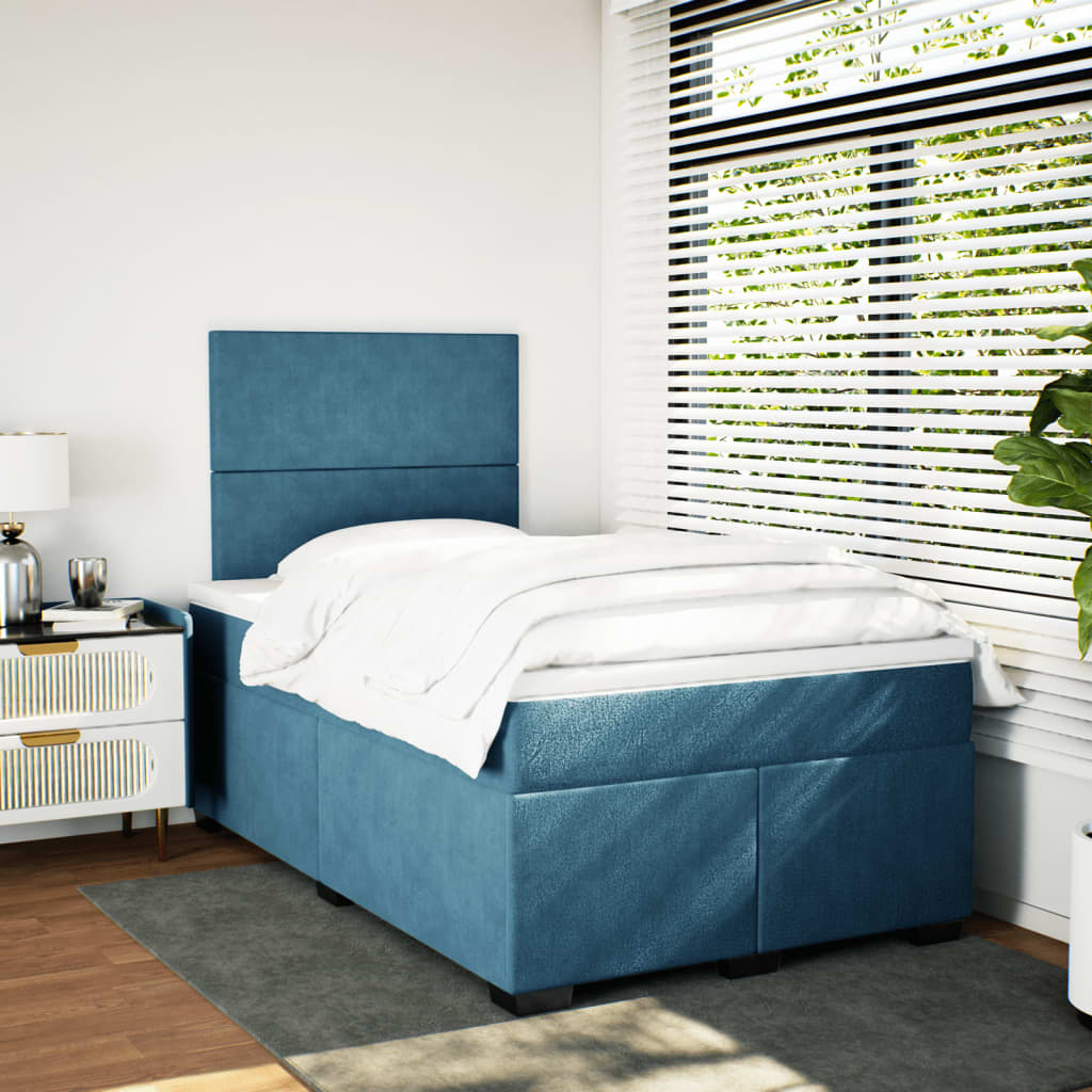 Boxspring met matras fluweel blauw 120x200 cm