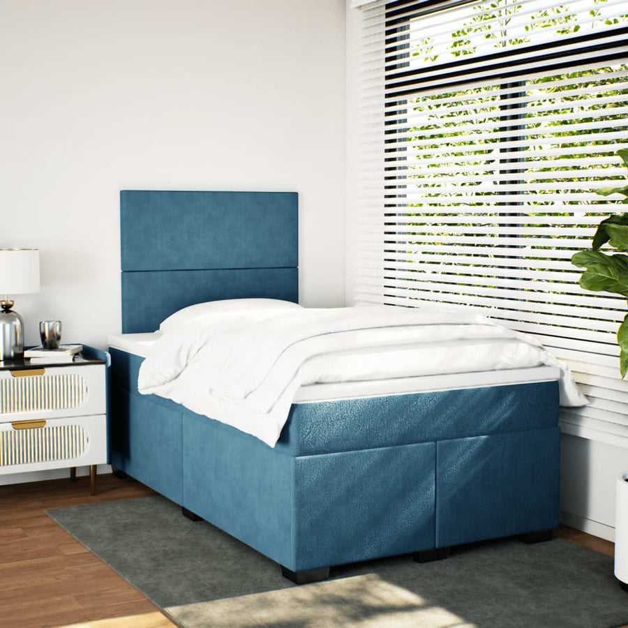 Boxspring met matras fluweel blauw 120x200 cm