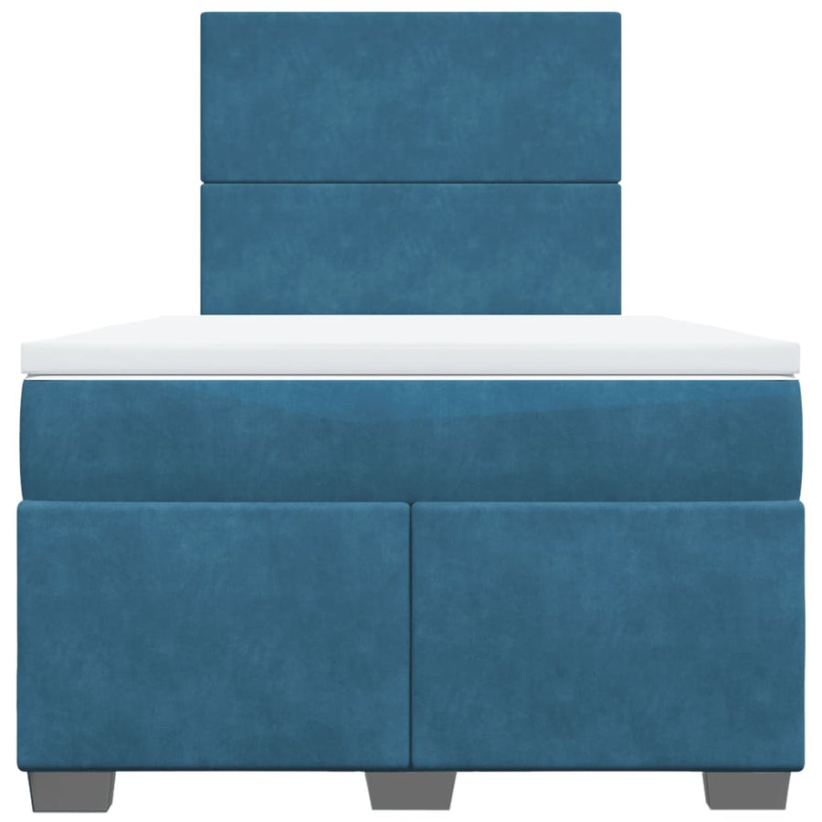 Boxspring met matras fluweel blauw 120x200 cm
