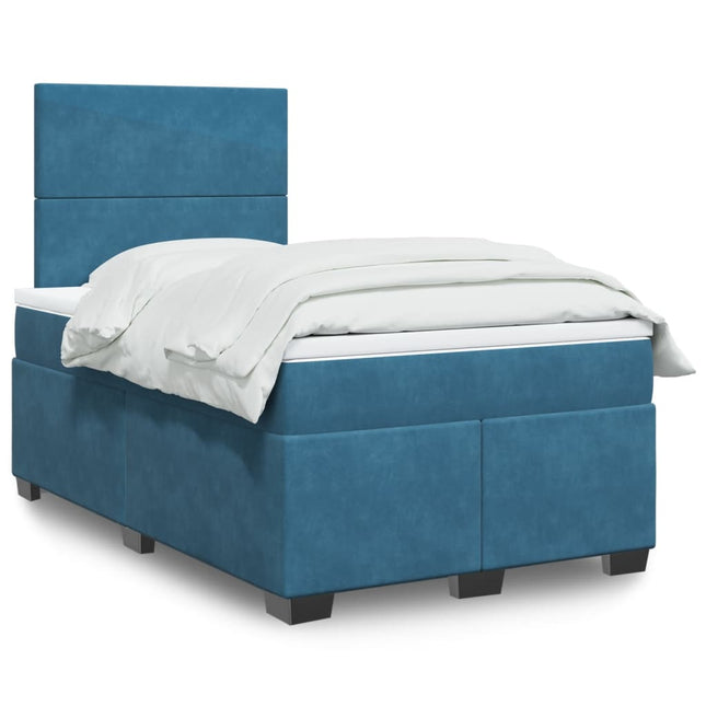 Boxspring met matras fluweel blauw 120x200 cm