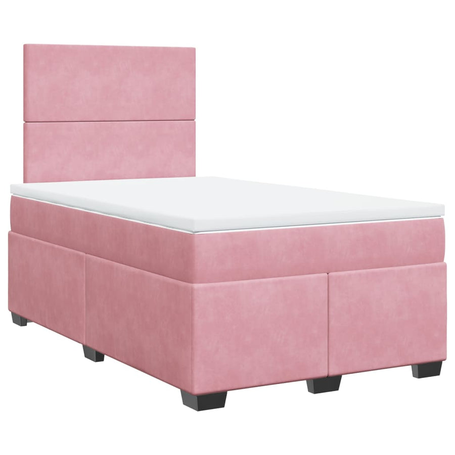 Boxspring met matras fluweel roze 120x200 cm
