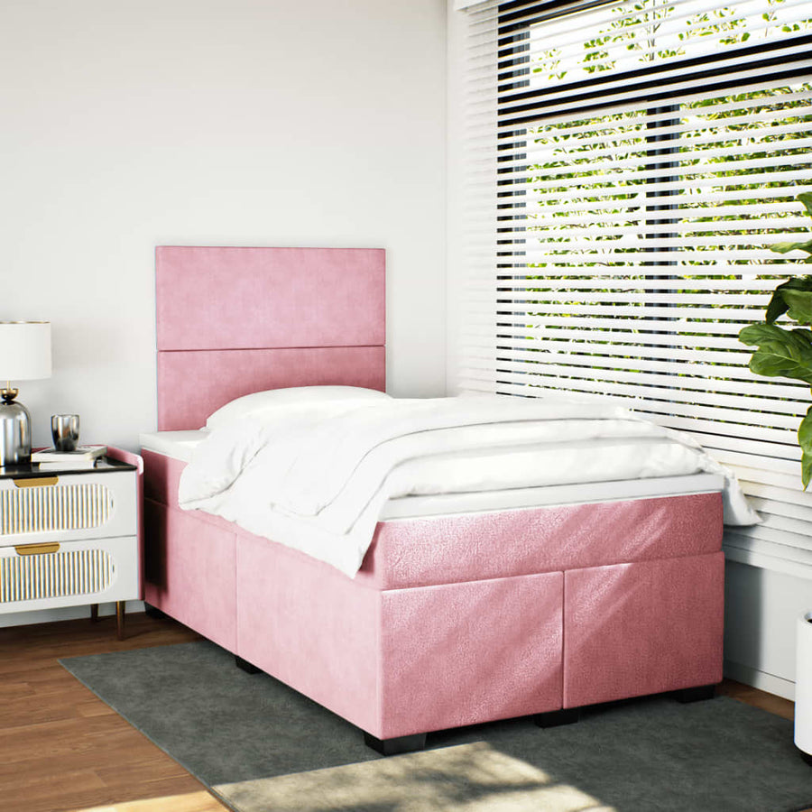 Boxspring met matras fluweel roze 120x200 cm