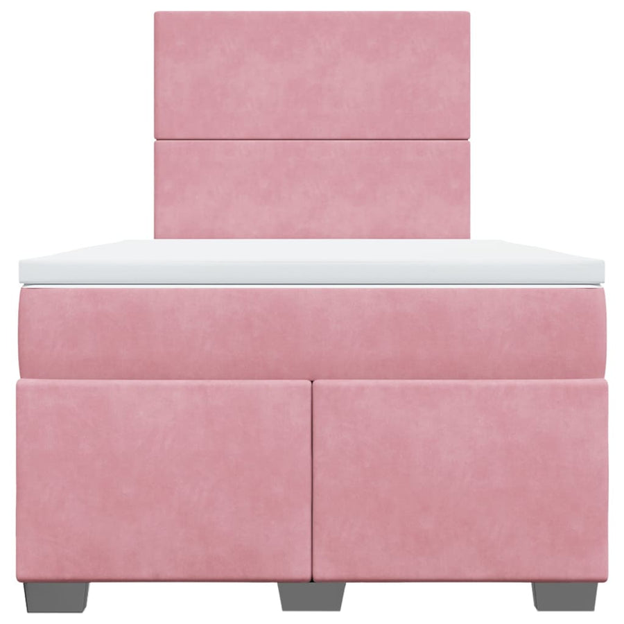 Boxspring met matras fluweel roze 120x200 cm
