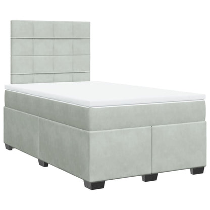 Boxspring met matras fluweel lichtgrijs 120x200 cm