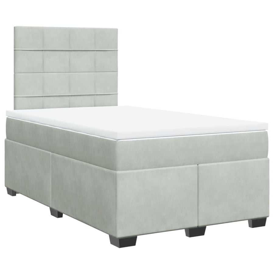 Boxspring met matras fluweel lichtgrijs 120x200 cm